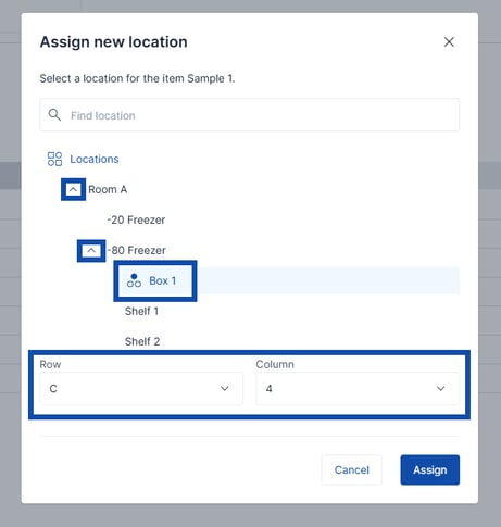Assign Item Location using Card
