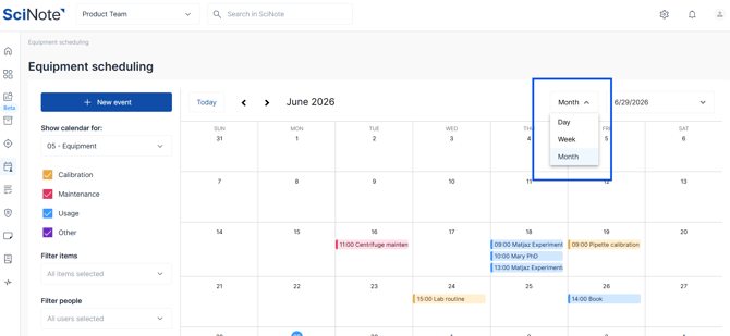 Calendar viwes