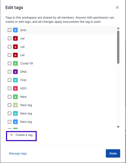 Create and edit tags