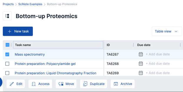 Duplicate Tasks within an Experimental Table View