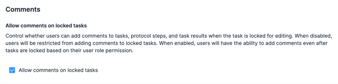 Enable Comments on Locked Tasks Global Setting