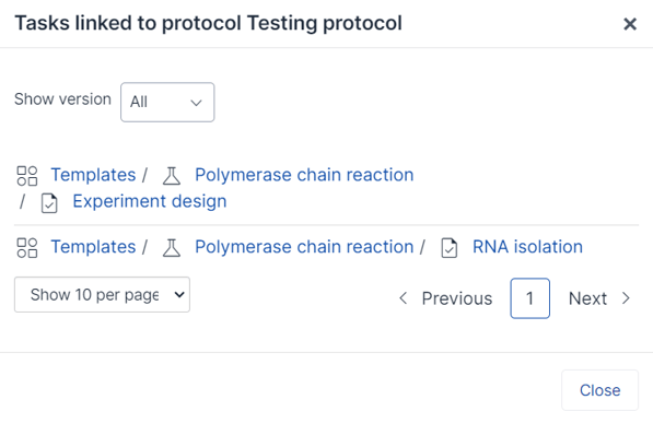 How do I see where a protocol template was used