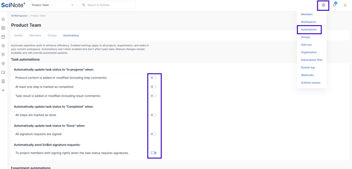 How do Status Automations work in SciNote