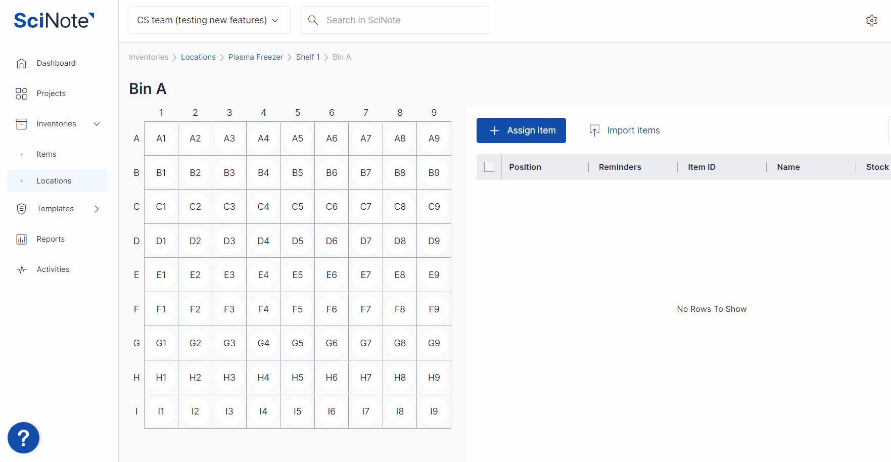 How to Assign an Item a Location