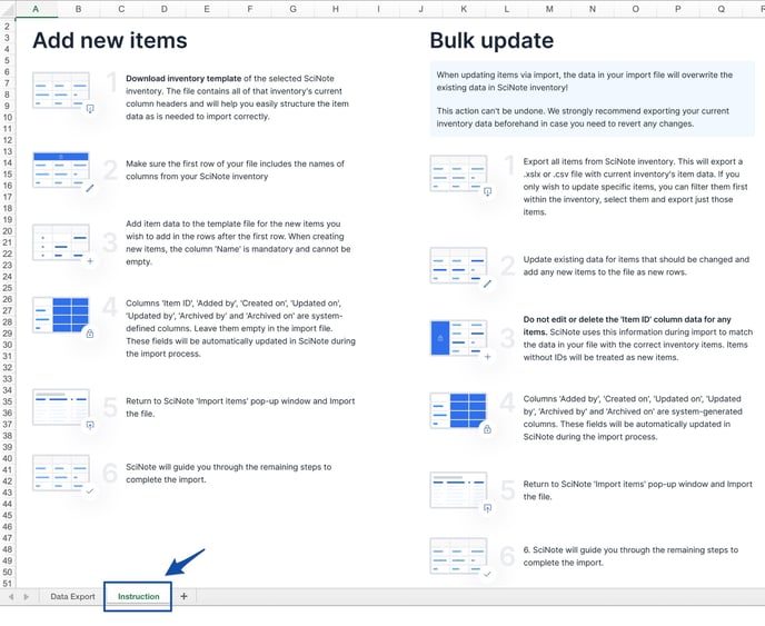 Import Instruction Tab