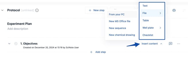 Insert Content into First Protocol Step