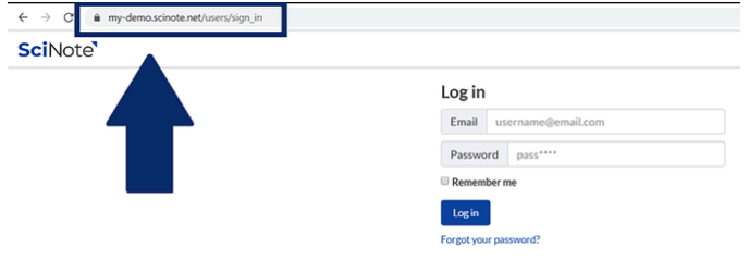 Log in page