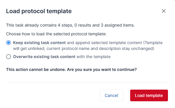Load protocol template