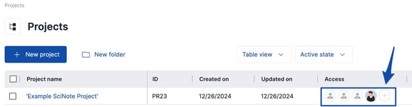Managing SciNote Project Access