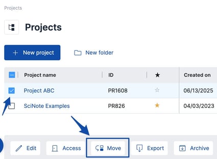 Move Projects into Folder 2025