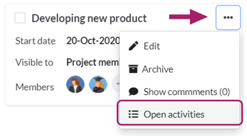Open activities