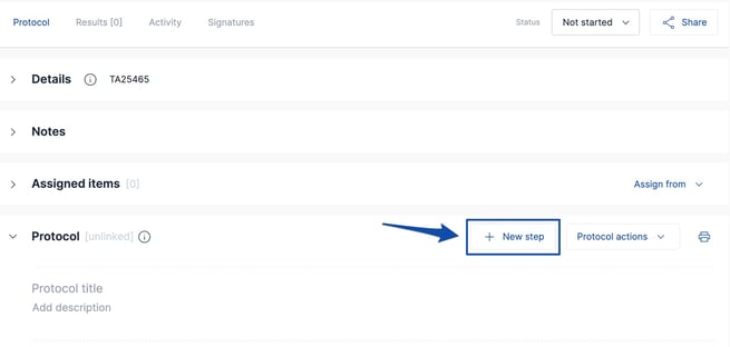 SciNote Add First Protocol Step-1