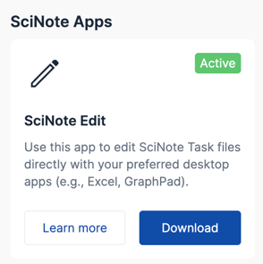 SciNote Edit Download from Add-ons Page