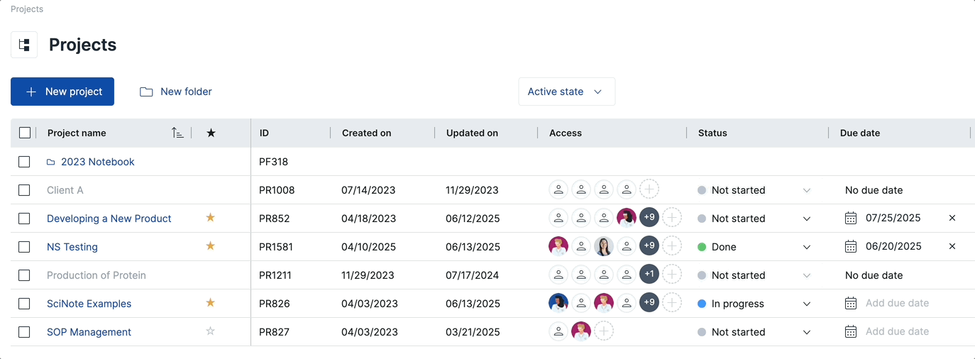 Sorting Project Table by Column Headergif