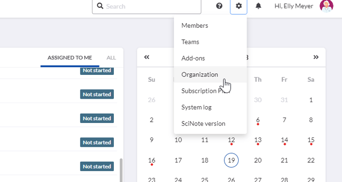 organization tab