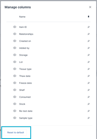 reset deafult columns